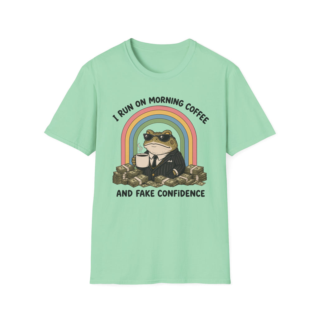 I Run On Morning Coffee And Fake Confidence T-shirt
