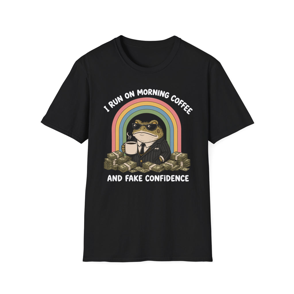 I Run On Morning Coffee And Fake Confidence T-shirt